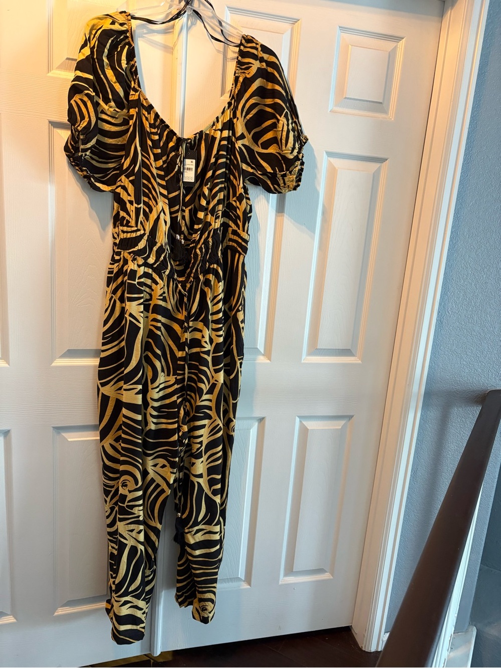 City Chic Black and Gold Zebra-Print Jumpsuit - Picture 2 of 4